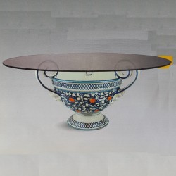 vaso base tavolo decoro fascia ornata blu