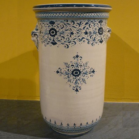 portaombrelli con testine a decori blu - Terrecotte Ceramiche Diana
